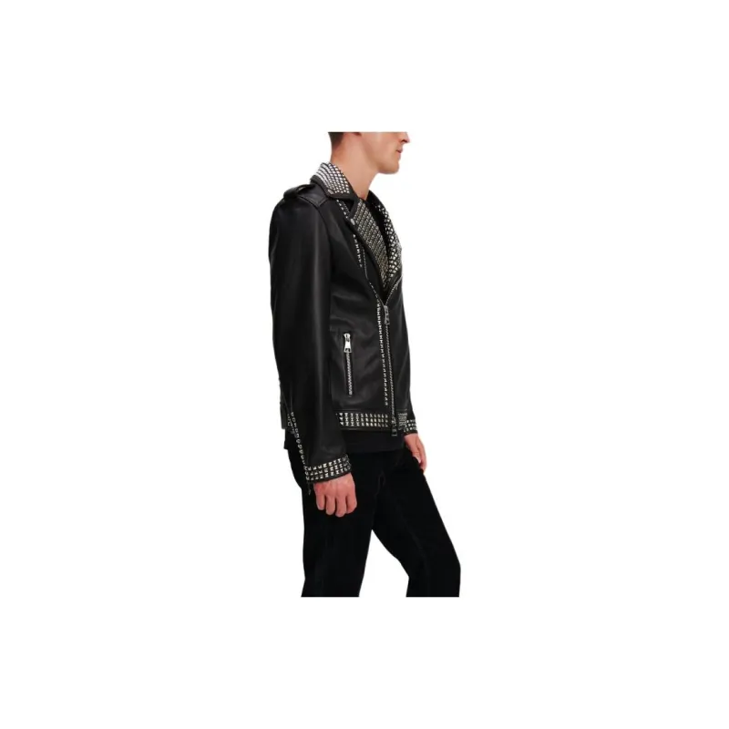 KARL LAGERFELD SS24 Leather Jacket Men's Black-2