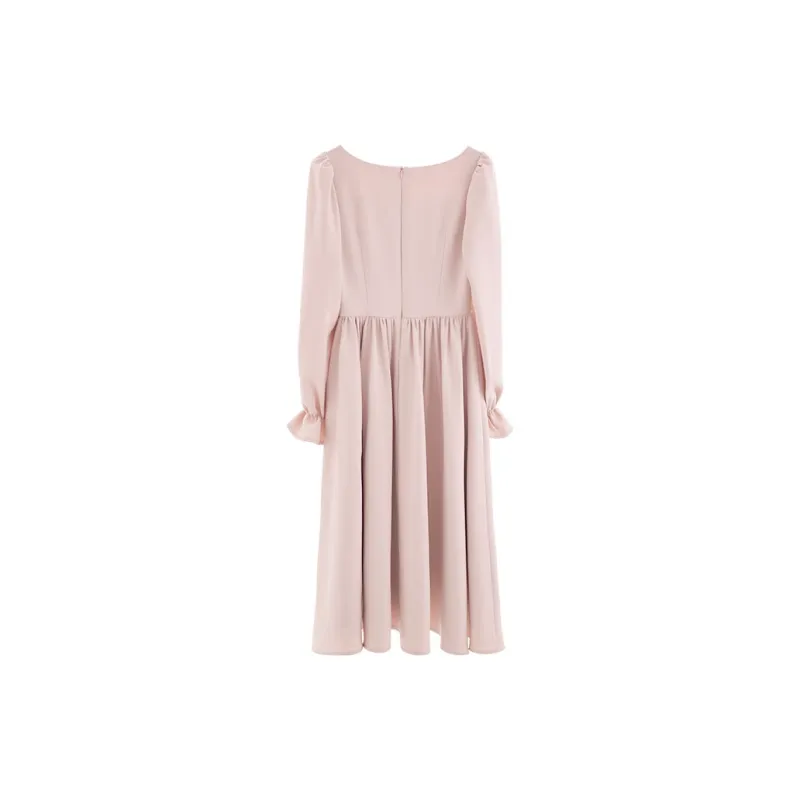 Blovelan Long Sleeved Dress Women's Peach Pink-1