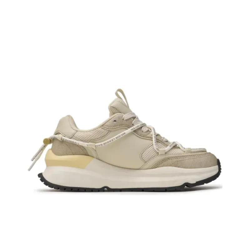 MLB Chunky Runner Anti Slip Wear Resistant Low Top Casual Running Shoes Unisex Beige Black-1