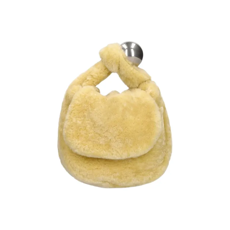 JIL SANDER Sheared Wool Clutch Small Size Women's Yellow-0