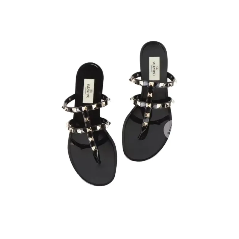Valentino Rockstud Slip Resistant Flip Flops Women's Black-2