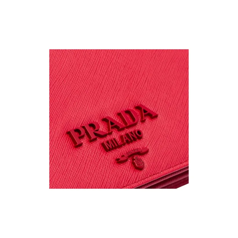 PRADA Leather Handbag Shoulder Bags Women's Red-4