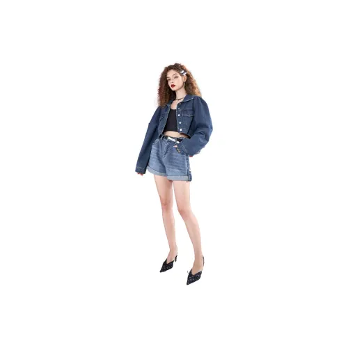 ELF SACK Denim Jackets Women's Vintage Denim Blue