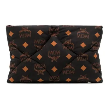 MCM Nylon Clutch Large Size Unisex Black