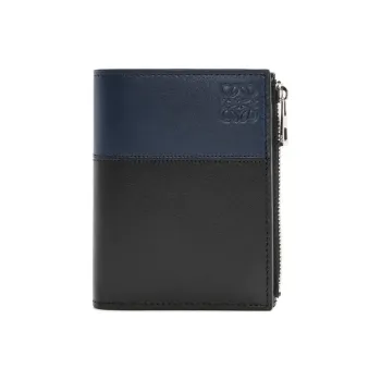 LOEWE Bright Calfskin Wallet Men's Black & Dark Marine Blue