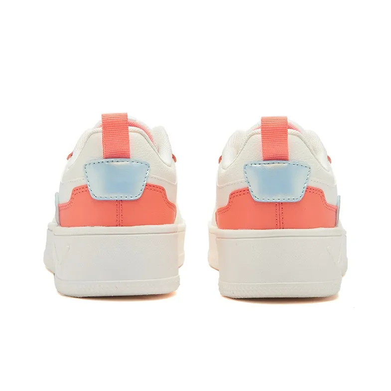 361° Coverage Slip Resistant Low Top Skateboard Shoes Women's Feather White Pink Orange-3