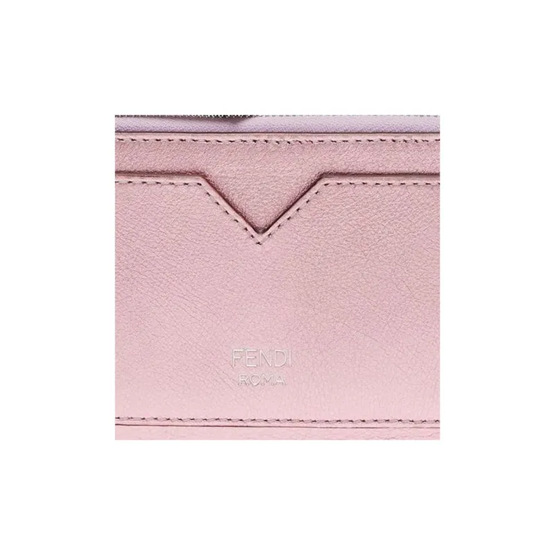 FENDI FF Diamonds Series Leather Card Holder Women's Pink-3