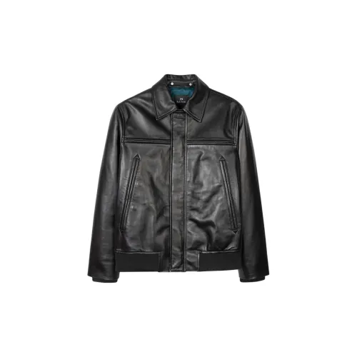 Paul Smith Leather Jackets Men Black