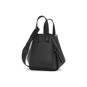 LOEWE Hammock Satin Cow Leather Portable Crossbody Bag, Shoulder Bag Women's Black