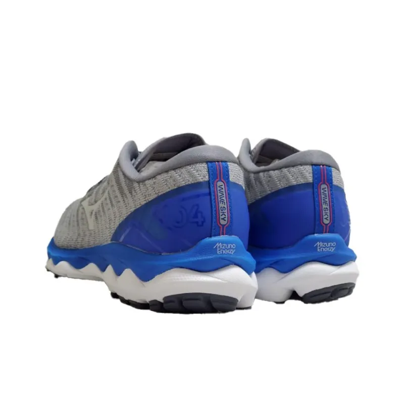 Mizuno Wave Sky Waveknit 4 Sw Cushioned Slip-Resistant Low-Top Running Shoes Men's Gray Blue-3