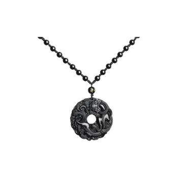Artisan Lock Heart Jade Obsidian Necklaces Men's