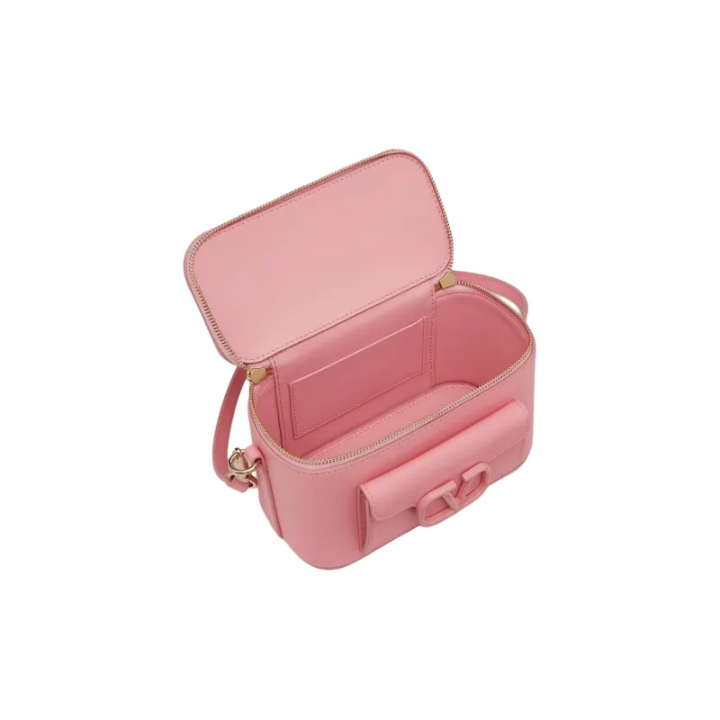 Valentino Locò Calfskin Box Bag Shoulder Bag Crossbody Bag Handbag Mini Women's Cream Pink-6