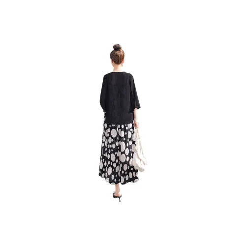 Cypress House Skirt Set Women's Black + Black Bottom Meter Polka Dots