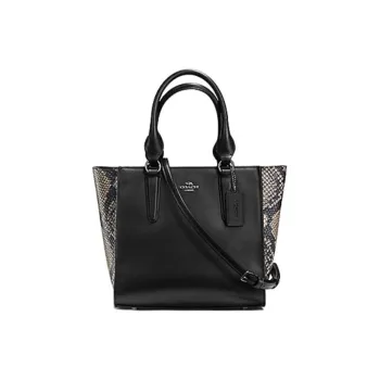 COACH Snakeskin Print Embossed Leather Shoulder Bag, Crossbody Bag, Handbag Medium Size Women's Pitch Black