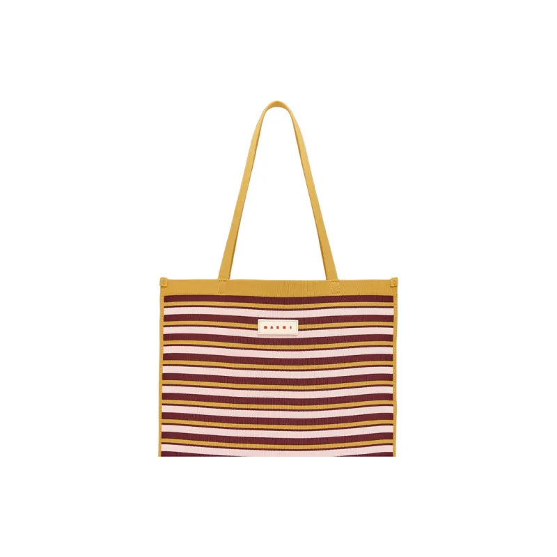 MARNI Striped Logo Patch Tote Bag-3