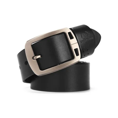 BISON DENIM Top Grain Cow Leather Leather Belts Men's Black/Coffee 3.8CM