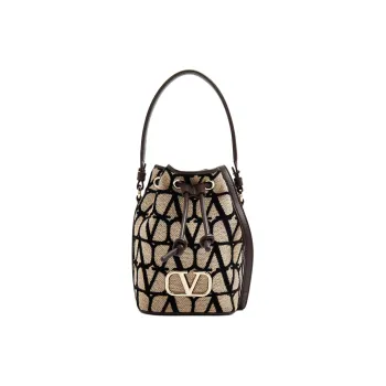 Valentino Fabric Bucket Bag Mini Women's Brown & Beige