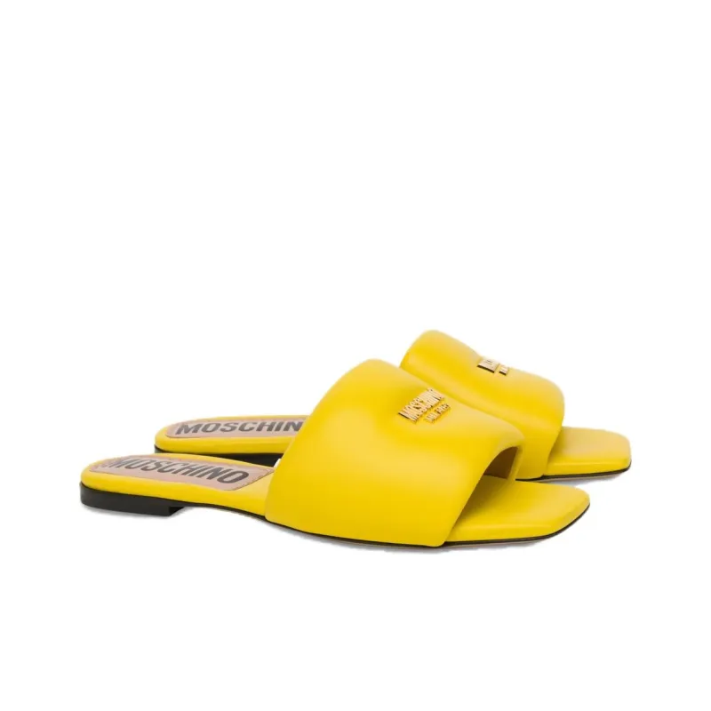 MOSCHINO Logo-plaque Flat Leather Sandals-2