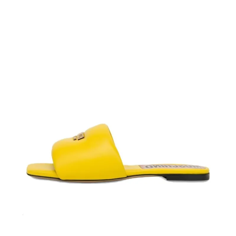 MOSCHINO Logo-plaque Flat Leather Sandals-0