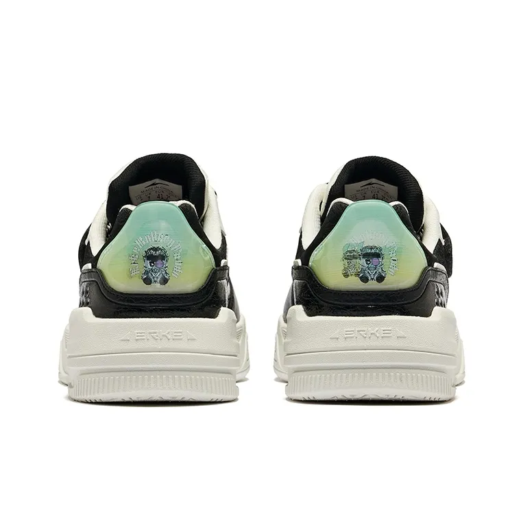 Erke Battery Panda Punk Panda Anti Slip Wear Resistant Low Top Skateboard Shoes Men's Microcrystal White/Jet Black-3