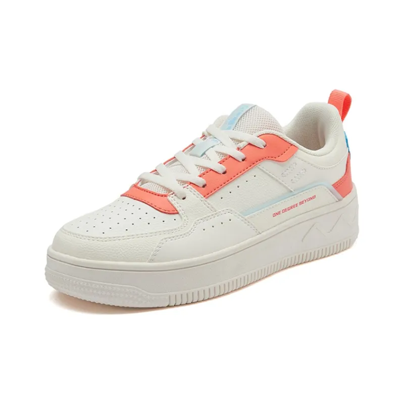 361° Coverage Slip Resistant Low Top Skateboard Shoes Women's Feather White Pink Orange-1