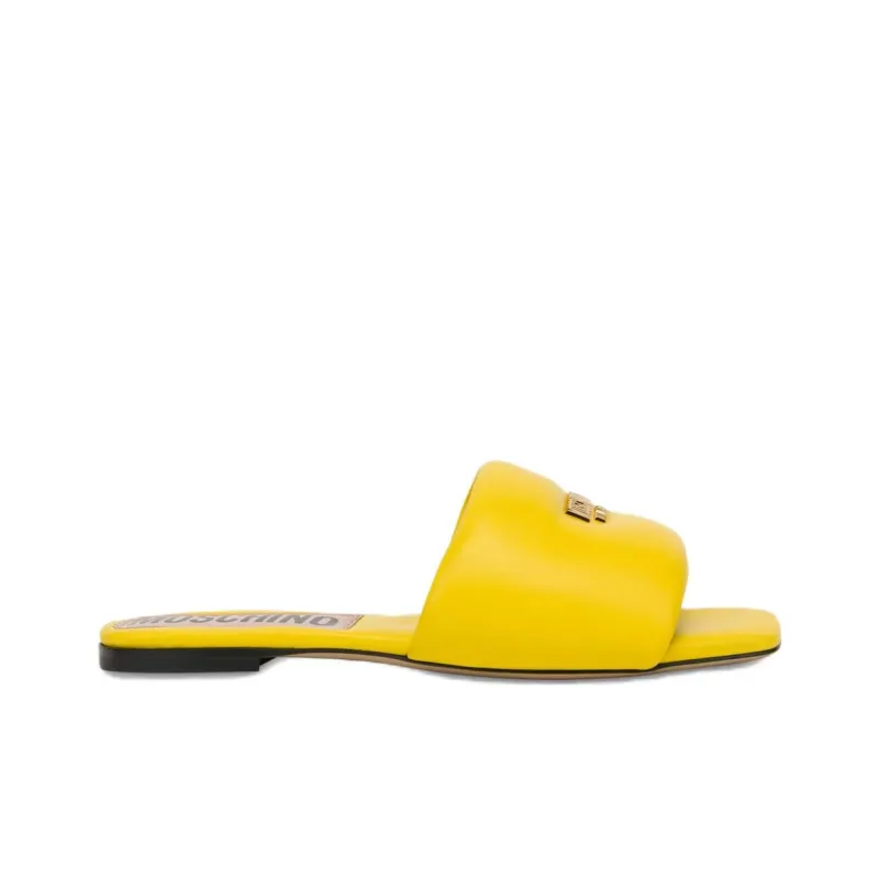 MOSCHINO Logo-plaque Flat Leather Sandals-1