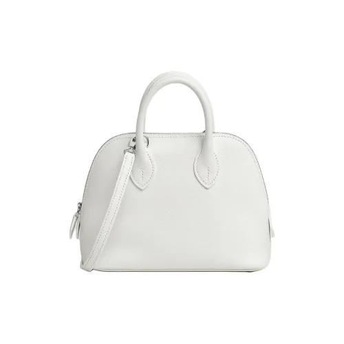 HERMES Bolide Evercolor Calfskin Bowling Bag Shoulder Bag Crossbody Bag Handbag Mini Women's 0U New White