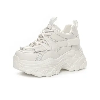 Shoe Cabinet Floral Language Slip-Resistant Breathable Lightweight Height Increasing Low-Top Chunky Sneakers Women's