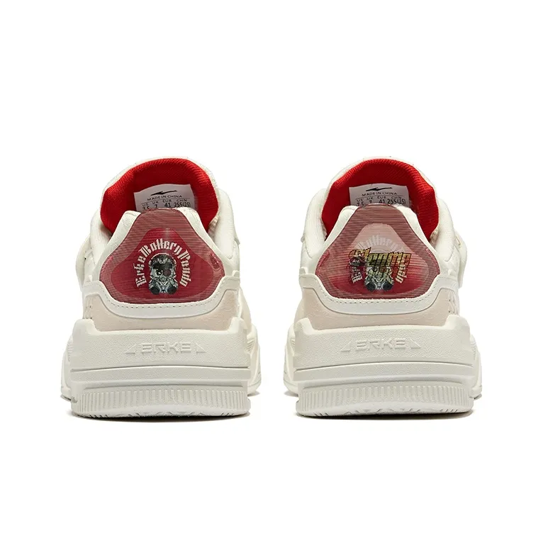 Erke Battery Panda Punk Panda Anti Slip Wear Resistant Low Top Skateboard Shoes Men's Microcrystal White Eggnog Gray-3