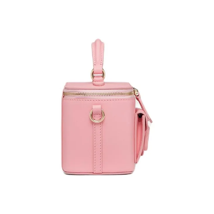 Valentino Locò Calfskin Box Bag Shoulder Bag Crossbody Bag Handbag Mini Women's Cream Pink-2