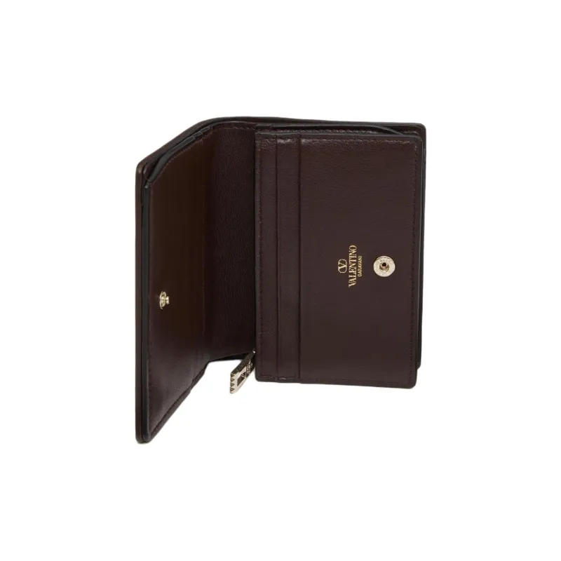Valentino Leather Detail Wallet Small Size Women's Beige & Black-3