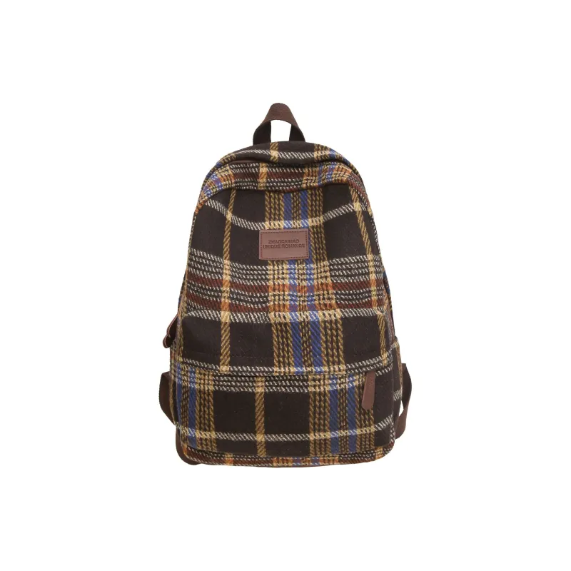 GEERDUN Felted Nylon Backpack Regular Unisex Brown/White And Yellow Plaid/Green And Yellow Plaid/Yellow And Blue Plaid-12