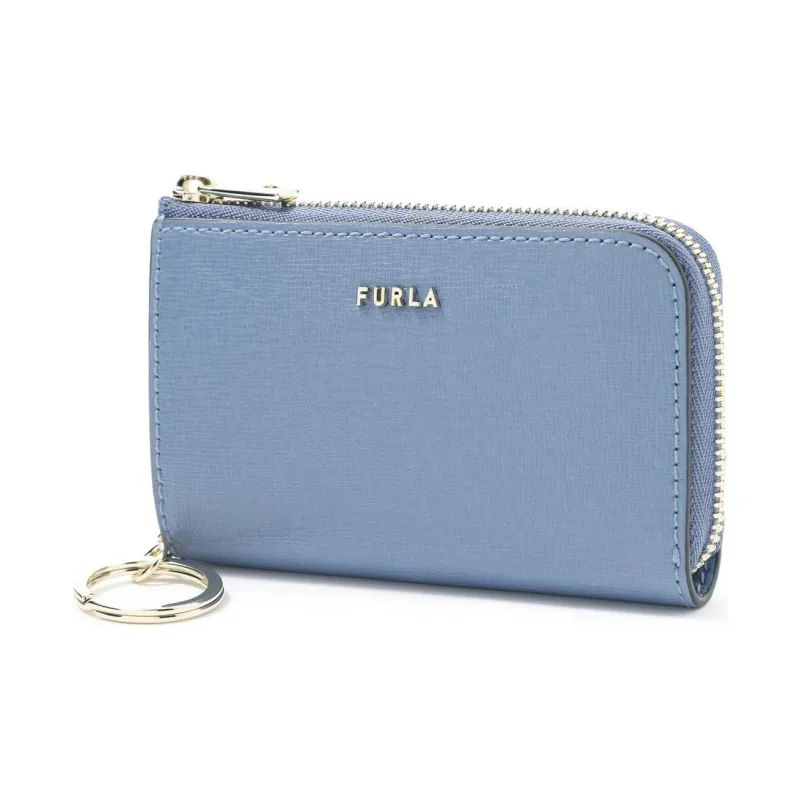Furla Babylon Embossed Leather Key Pouch Women's Blue-0
