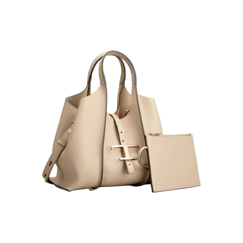 TOD'S Leather Tote Bag, Shopping Bag, Shoulder Bag, Crossbody Bag, Handbag Mini Women's Beige-1
