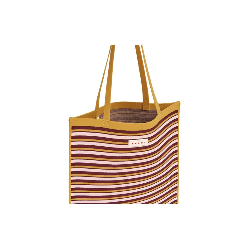 MARNI Striped Logo Patch Tote Bag-4