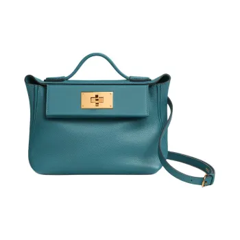 HERMES 24/24 Evercolor With Swift Calfskin Handbag Shoulder Bag Crossbody Bag Mini Women's New Denim Blue