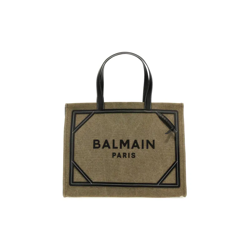 BALMAIN B ARMY Cotton Tote Bag Shopping Bag Shoulder Bag Crossbody Bag Handbag Women's Green-0