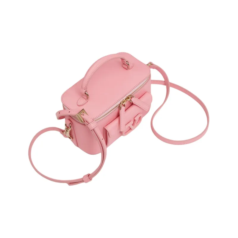 Valentino Locò Calfskin Box Bag Shoulder Bag Crossbody Bag Handbag Mini Women's Cream Pink-5
