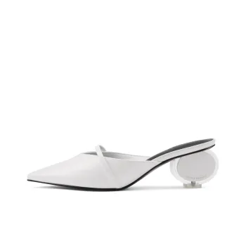 CHARLES&KEITH Small CK Mules Slippers 5.6cm Women's White/Black