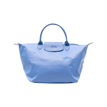 LONGCHAMP Le Pliage Green Recycled Polyamide Canvas Dumpling Bag Handbag Medium Size Women's Blue Chrysanthemum