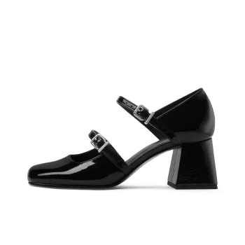 CHARLES&KEITH Small CK Mary Jane Shoes 6cm Women's Black Patent Black/Beige