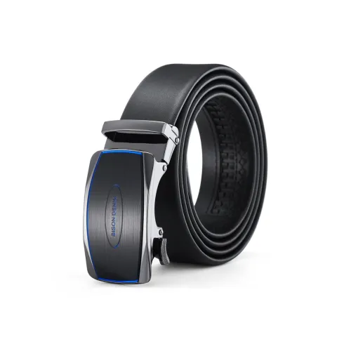 BISON DENIM Business Automatic Buckle Casual Top Grain Cow Leather Leather Belts Men's Lenzing Width: 3.5cm