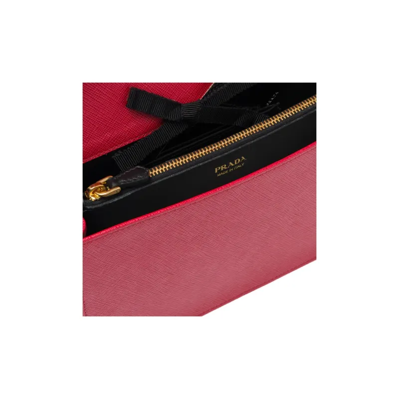 PRADA Leather Handbag Shoulder Bags Women's Red-3