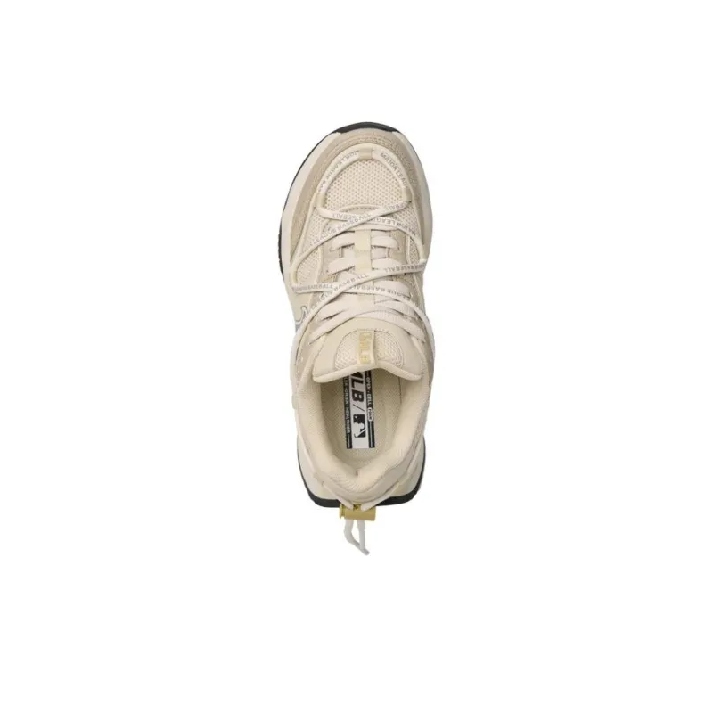 MLB Chunky Runner Anti Slip Wear Resistant Low Top Casual Running Shoes Unisex Beige Black-3