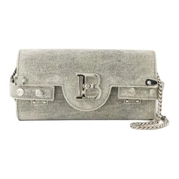 BALMAIN B BUZZ Canvas Canvas Bag Shoulder Bag Crossbody Bag Women's Blue & Blue Gray