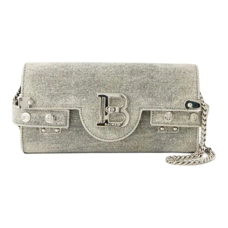 BALMAIN B BUZZ Canvas Bag, Shoulder Bag, Crossbody Bag Women's Blue & Blue Gray-0