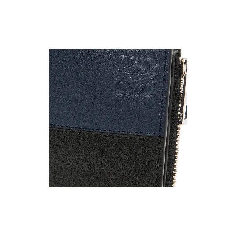 LOEWE Bright Calfskin Wallet Men's Black & Dark Marine Blue-4