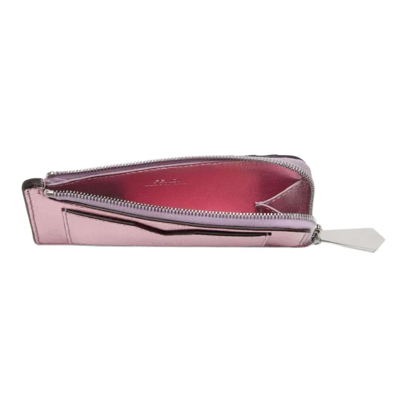 FENDI FF Diamonds Series Leather Card Holder Women's Pink-2