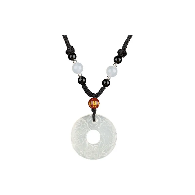 Artisan Lock Heart Jade Agate Necklaces Unisex-0
