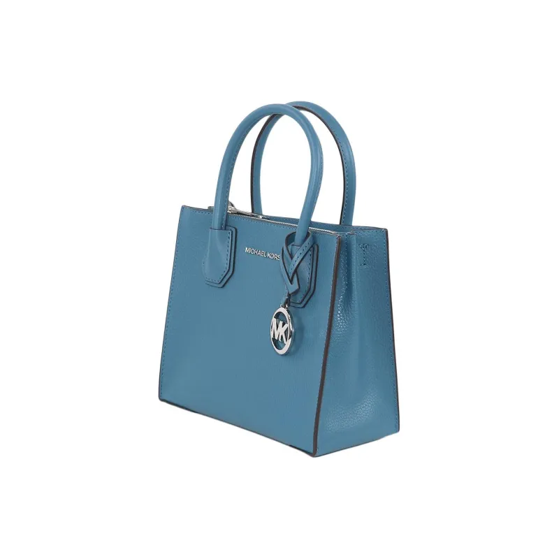 MICHAEL KORS Mercer Leather Tote Bag, Shopping Bag, Shoulder Bag, Crossbody Bag, Handbag Medium Size Women's Blue Green-1